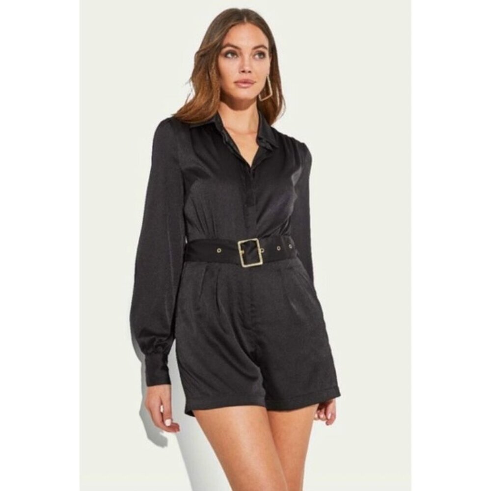 NWT Generation Love Maya Satin Short Romper Black Sz 14 $395 [jb]